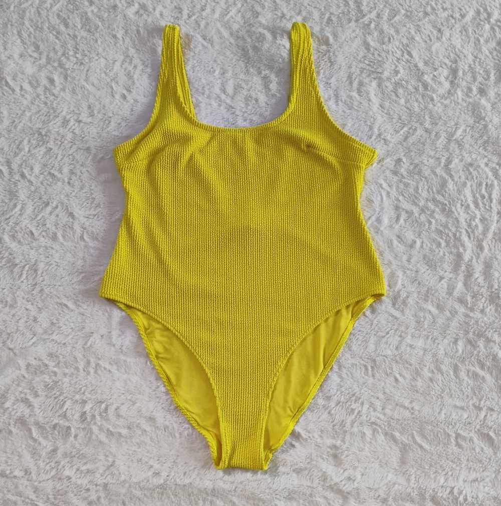 H&M Yellow Ribbed One Piece Swimsuit
